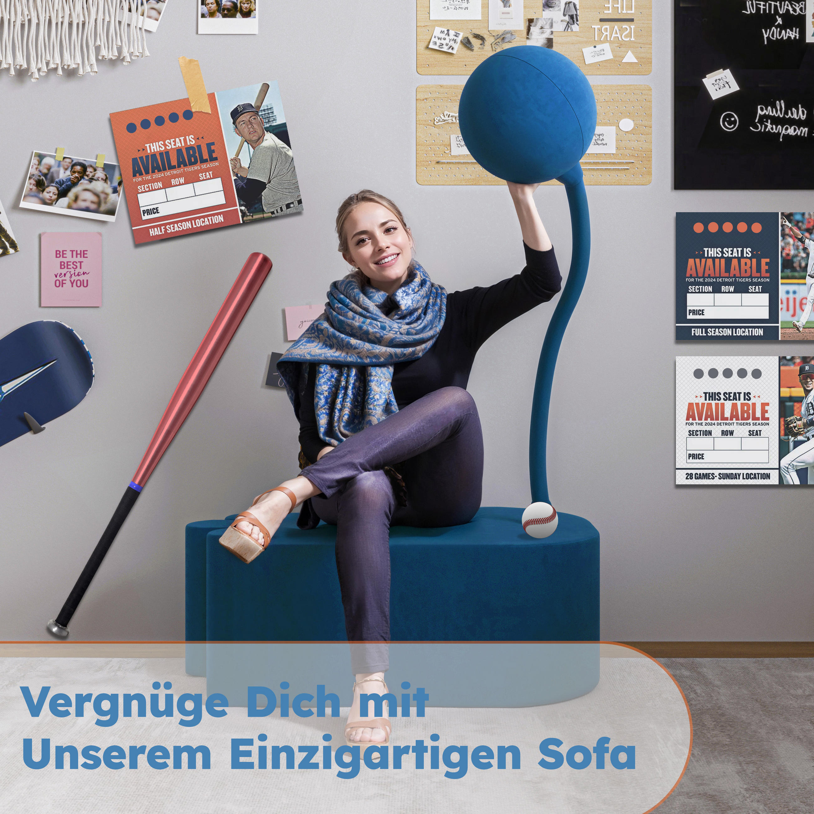 SITZKISSEN Fingerform Niederländischer Samt Blau - Blau, Textil (65/35/97cm) - Vercart