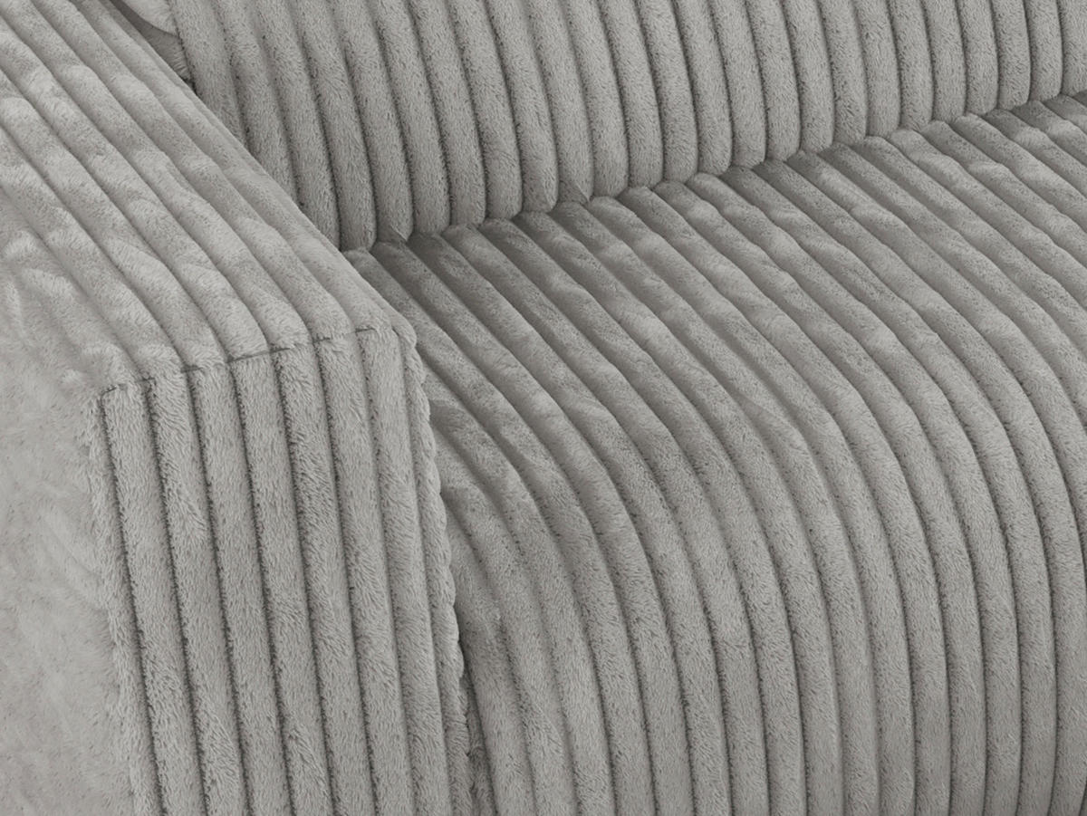 ECKSOFA PASADENA Hellgrau Cord - Rechts Seite - Hellgrau/Schwarz, Kunststoff/Textil (180/288cm) - MKS