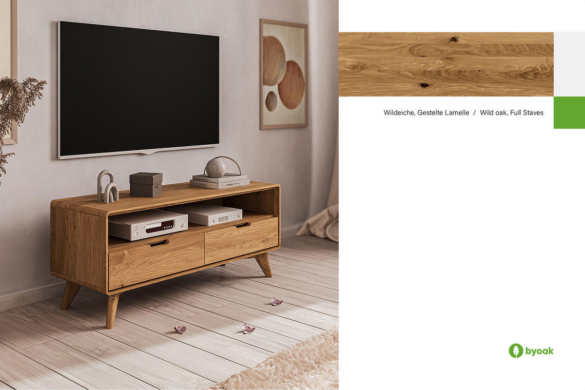 GREG HIFI-SCHRANK Wildeiche - Wildeiche, Holz (120/48/40cm) - byoak