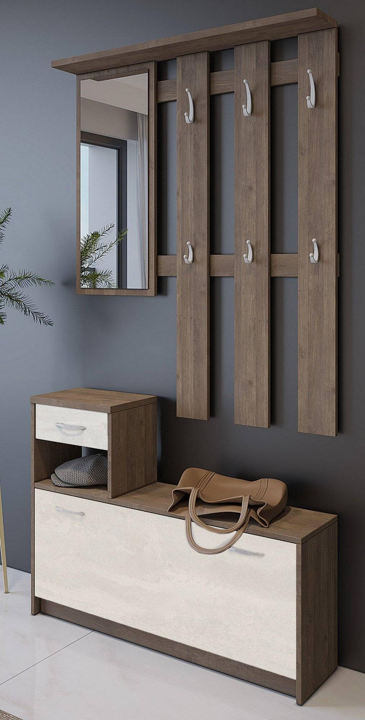 GARDEROBE Holz-Effekt Weiße Eiche 25x100h180 - Alteiche/Weiß, Holzwerkstoff (100/190/26cm) - DMORA