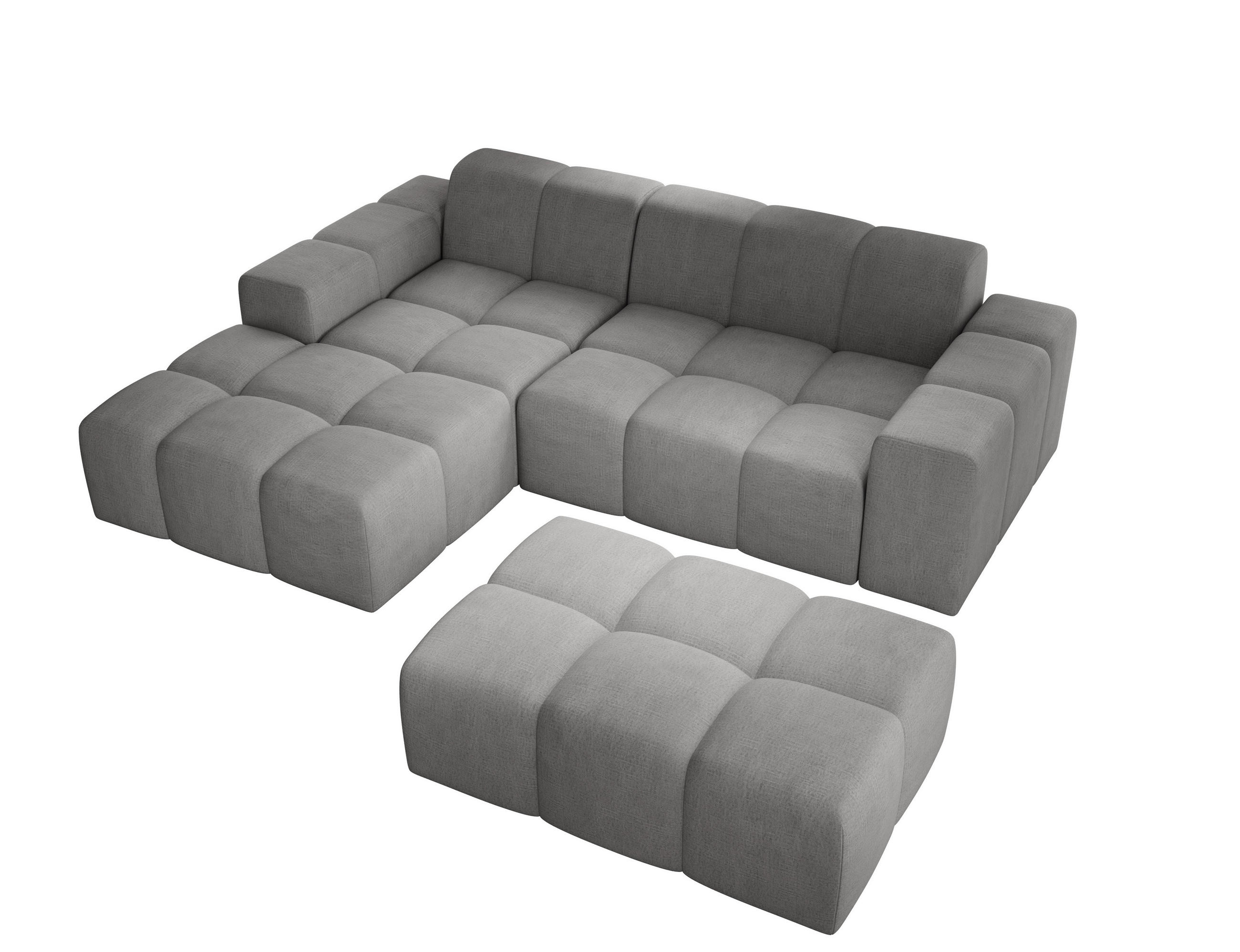 ECKSOFA Fogo mit Hocker, Couch L-Form, Sofa Links, Veloursstoff, 245x68x180 cm, Grau - Grau, Holz/Textil (180/245cm) - PROMETO Möbel