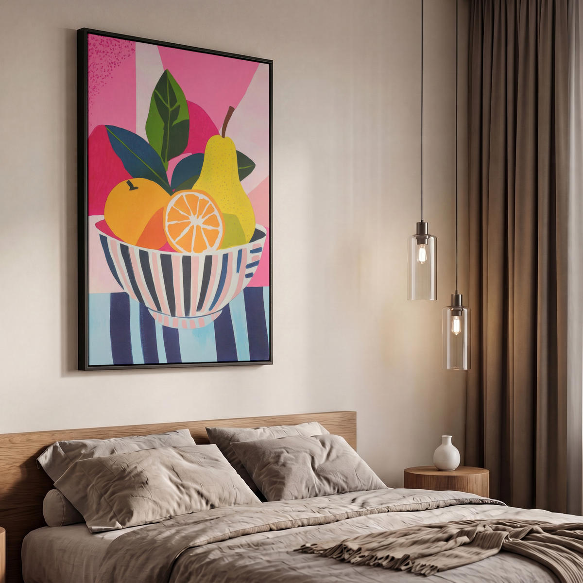 LEINWAND Bilder mit Rahmen - Obst - Abstrakter Hintergrund - Rosa - 60x90 - Pink, Textil (60/90cm) - MuchoWow