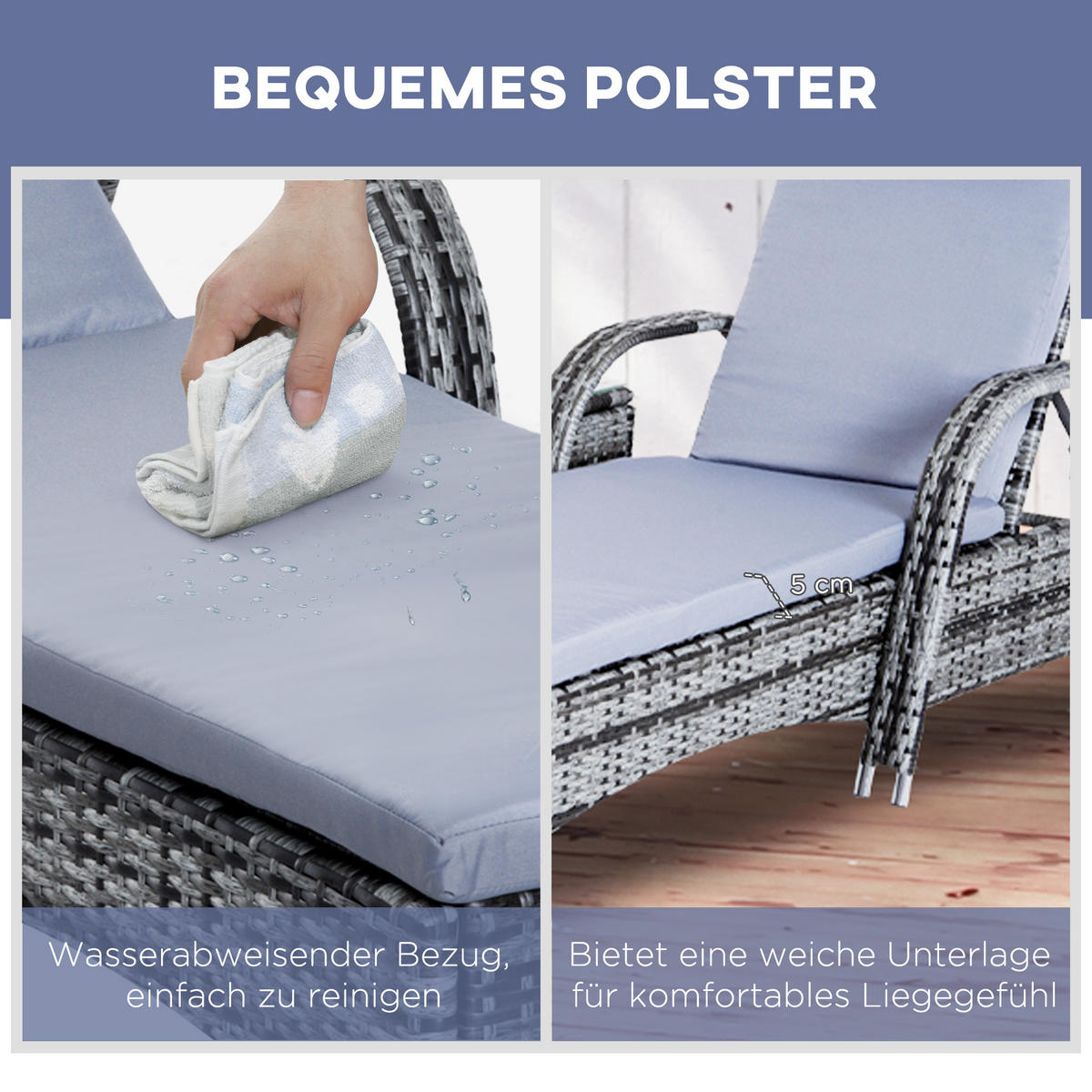 GARTENMÖBEL Set, Metall, PE, Grau - Grau, Metall - Outsunny