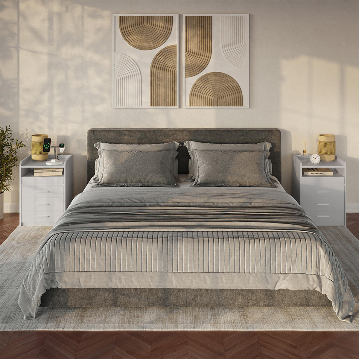 NACHTTISCH Edis Weiß 45 x 64 cm mit 3 Schubladen - Weiß, Holzwerkstoff (45/64/40cm) - Vicco