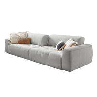 SOFA MIT SITZTIEFENVERSTELLUNG PALACE Grau Cord - Hellgrau, Textil (298/74/120cm) - KAWOLA