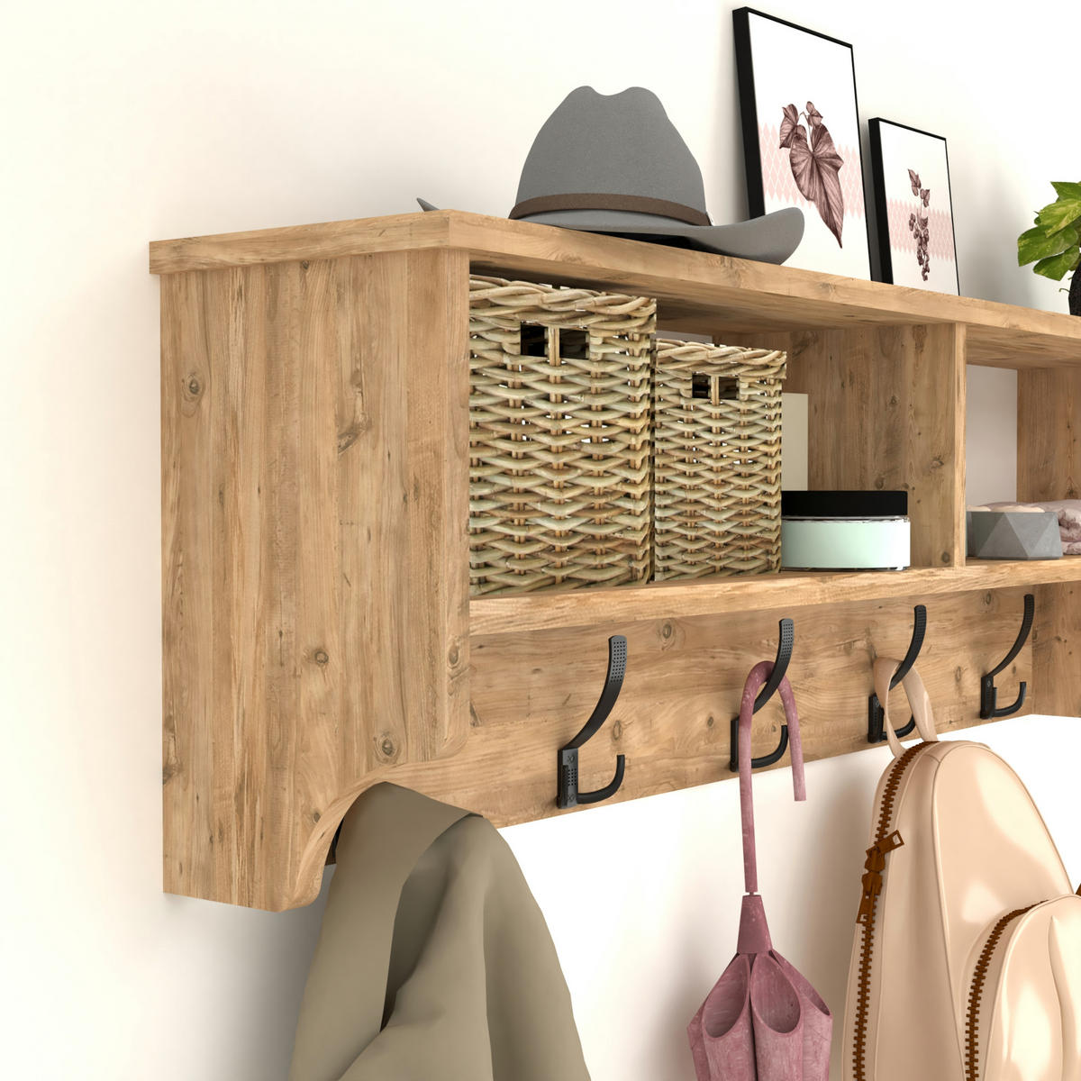 WANDGARDEROBE Åstorp - Eichefarben, Holzwerkstoff (120/37/22cm) - [en.casa]