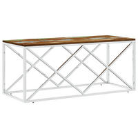 COUCHTISCH Edelstahl und Altholz Massiv - Multicolor, Metall (110/45/45cm) - furnicato