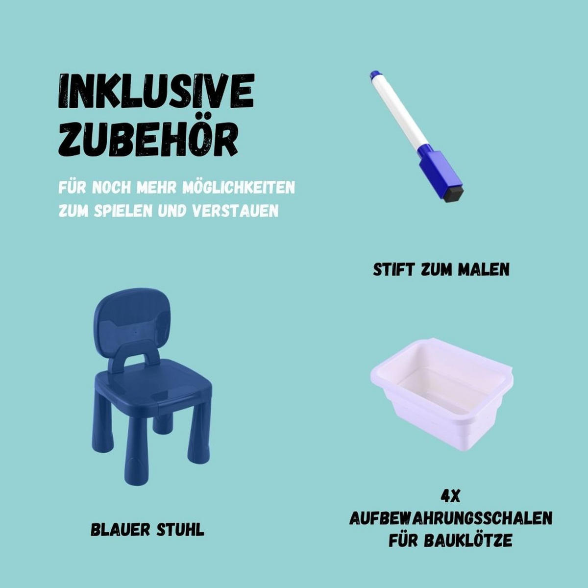 KINDERTISCH SASCHA Bautisch mit Stuhl - Weiß, Kunststoff (50/50/50cm) - Coemo