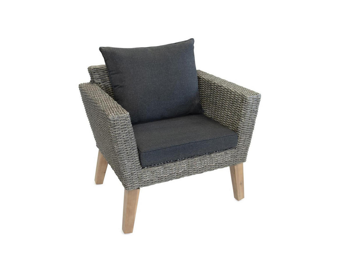 GARTEN-SITZGRUPPE Montecristo Anthrazit Polyrattan für 4 Personen - Grau, Glas - Green Spirit
