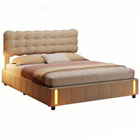 POLSTERBETT 160/200 cm mit LED,Doppelbett Bettgestell modern Samt Beige - Beige, Holz (160/200cm) - PARAFTA HOME