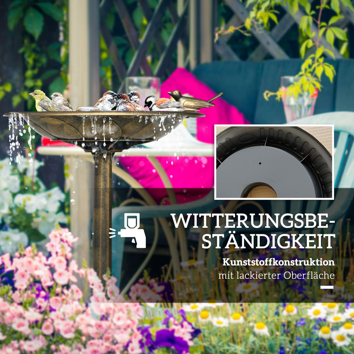 VOGELTRÄNKE Stehend - Bronzefarben, Kunststoff (50/72/50cm) - Outsunny