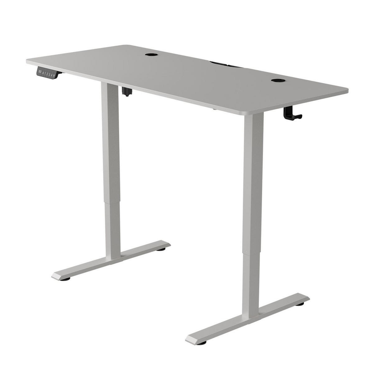 SCHREIBTISCH Office Stand weiß 140x60 cm höhenverstellbar - Weiß, Holz (60/140/117cm) - Juskys