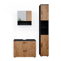 BADMÖBEL-SET Irma Goldkraft Eiche/Anthrazit 3 Teile, mit Schubladenschrank und Hochschrank - Honigeiche/Anthrazit, Holzwerkstoff (80/58.6/41cm) - Vicco