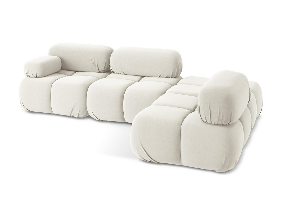 ECKSOFA Rechts Samt Stoff Beige - Beige/Creme, Kunststoff/Textil (285/190cm) - Makamii