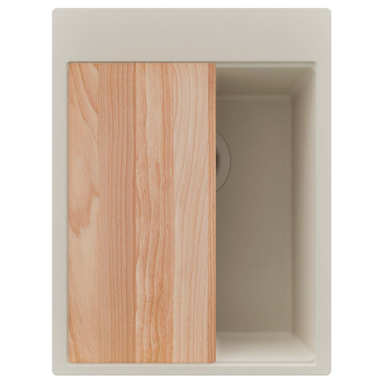 SPÜLBECKEN Oslo, 2-er set Beige 38/50 cm 1 Becken + Ablauf-Set + Schneidebrett ab 40er Unterschrank - Beige, Kunststoff (38/20/50cm) - Primagran