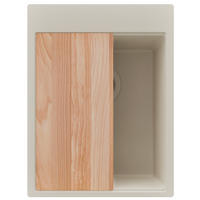 SPÜLBECKEN Oslo, 2-er set Beige 38/50 cm 1 Becken + Ablauf-Set + Schneidebrett ab 40er Unterschrank - Beige, Kunststoff (38/20/50cm) - Primagran