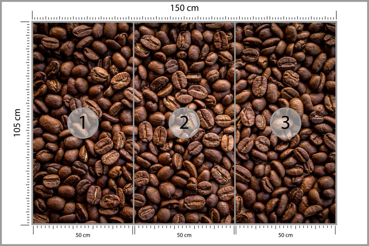 FOTOTAPETE für Esszimmer Kaffee Kaffeebohnen 3D 150x105 - Braun, Papier (150/105cm) - Muralo