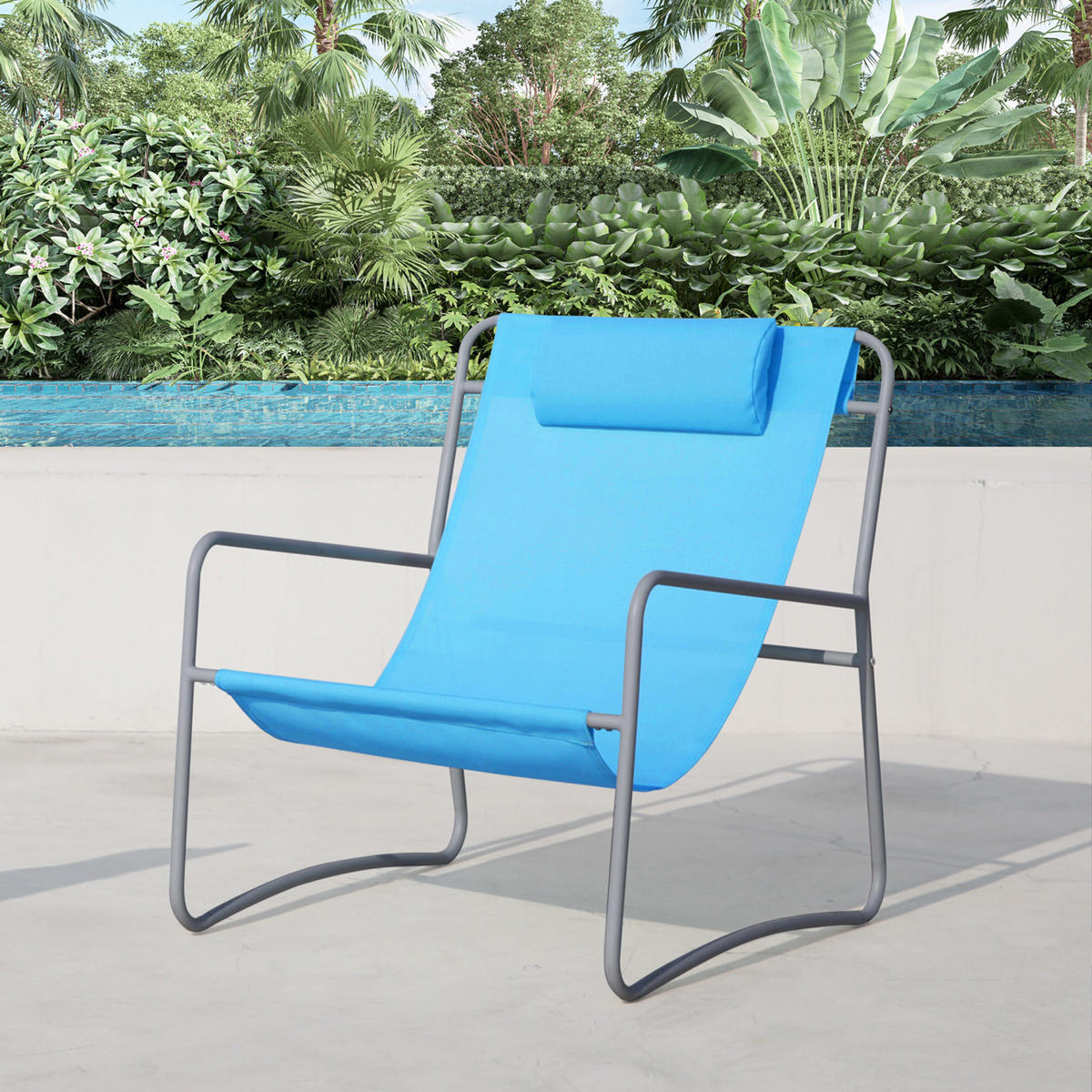 RELAXSESSEL Sveio Blau (2er Set) - Blau, Metall (65/81/80cm) - SVITA