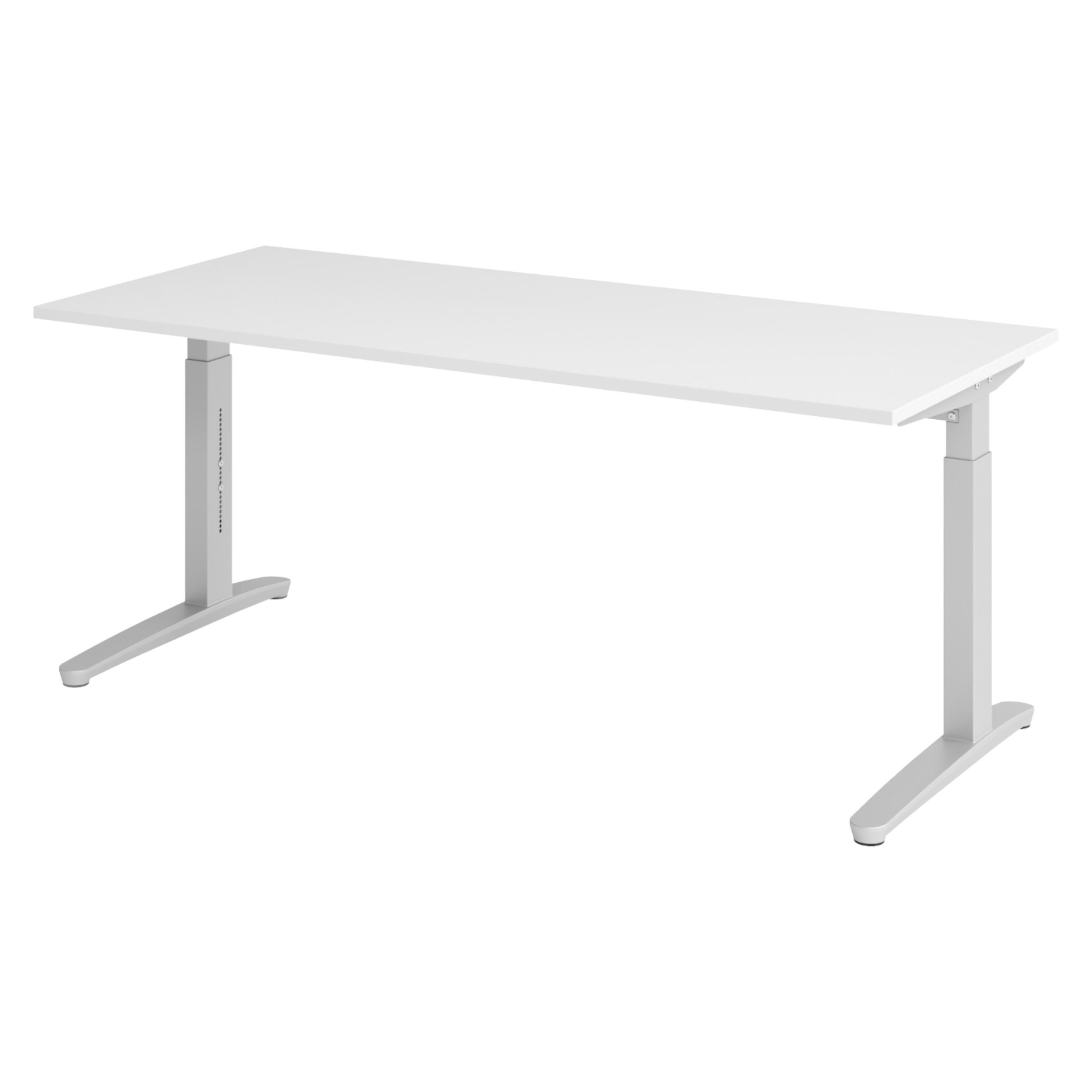 SCHREIBTISCH Serie-XB 80/180/74 cm in Weiß/Silberfarben - Silberfarben/Weiß, Holzwerkstoff (80/180/74cm) - bümö