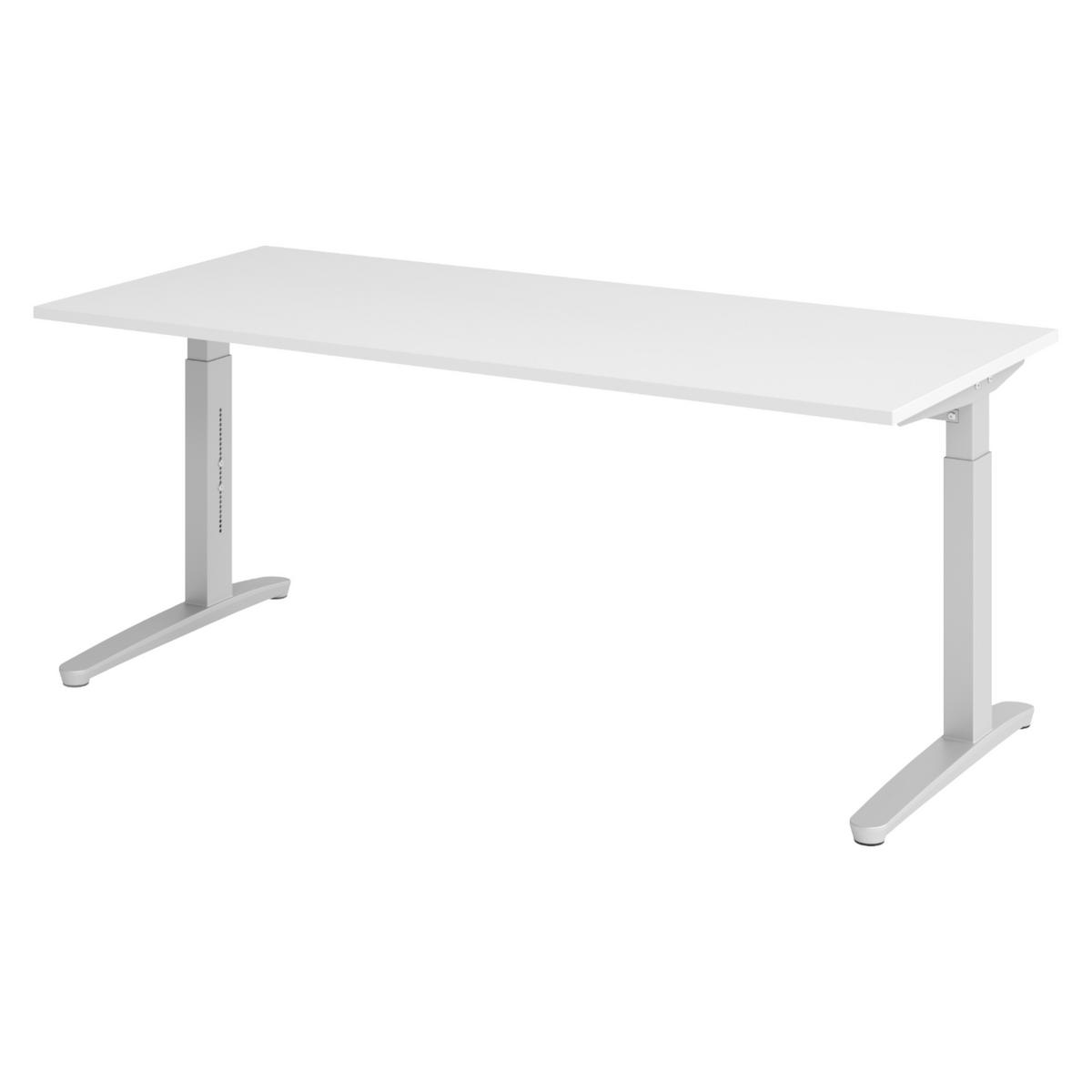 SCHREIBTISCH Serie-XB 80/180/74 cm in Weiß/Silberfarben - Silberfarben/Weiß, Holzwerkstoff (80/180/74cm) - bümö