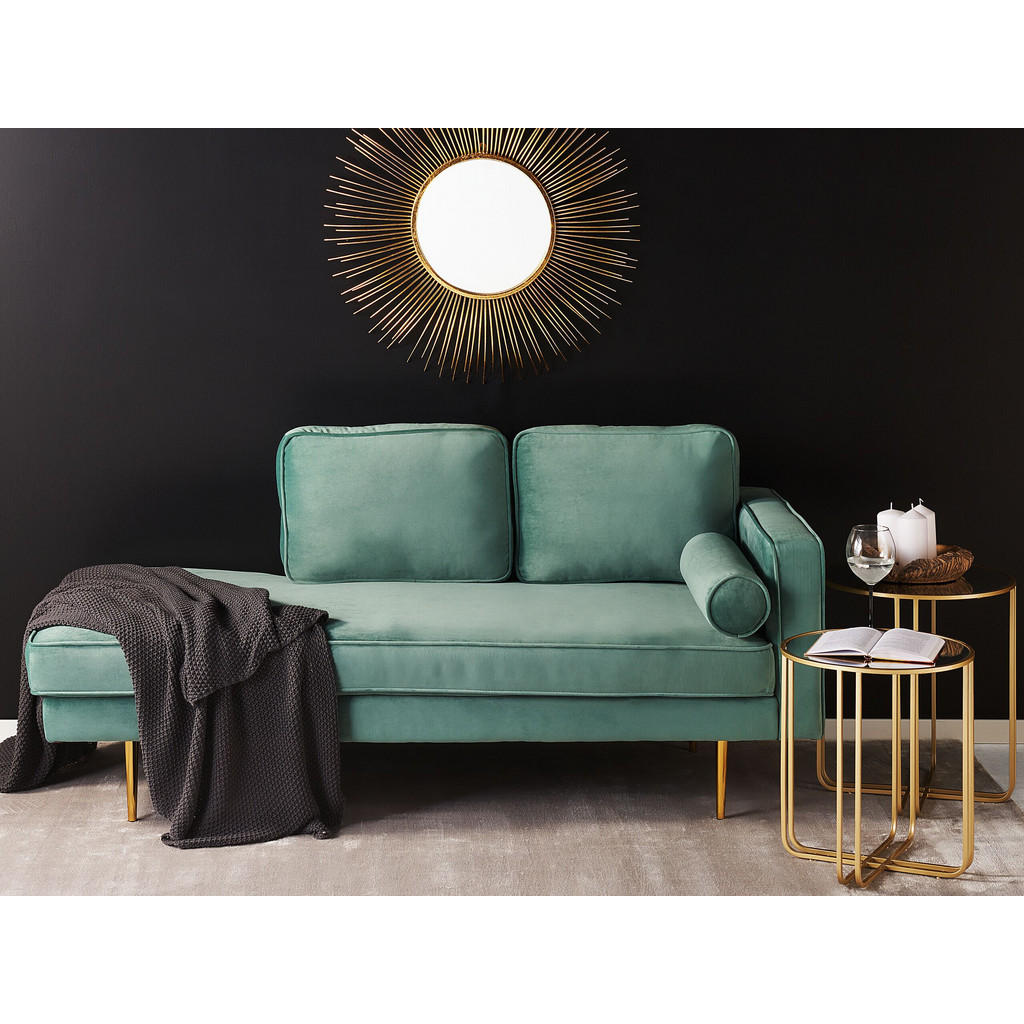 Thumbnail - Beliani Chaiselongue, Gold, Mintgrün, Textil, 171x63x79 cm, Wohnzimmer, Sessel, Relaxliegen