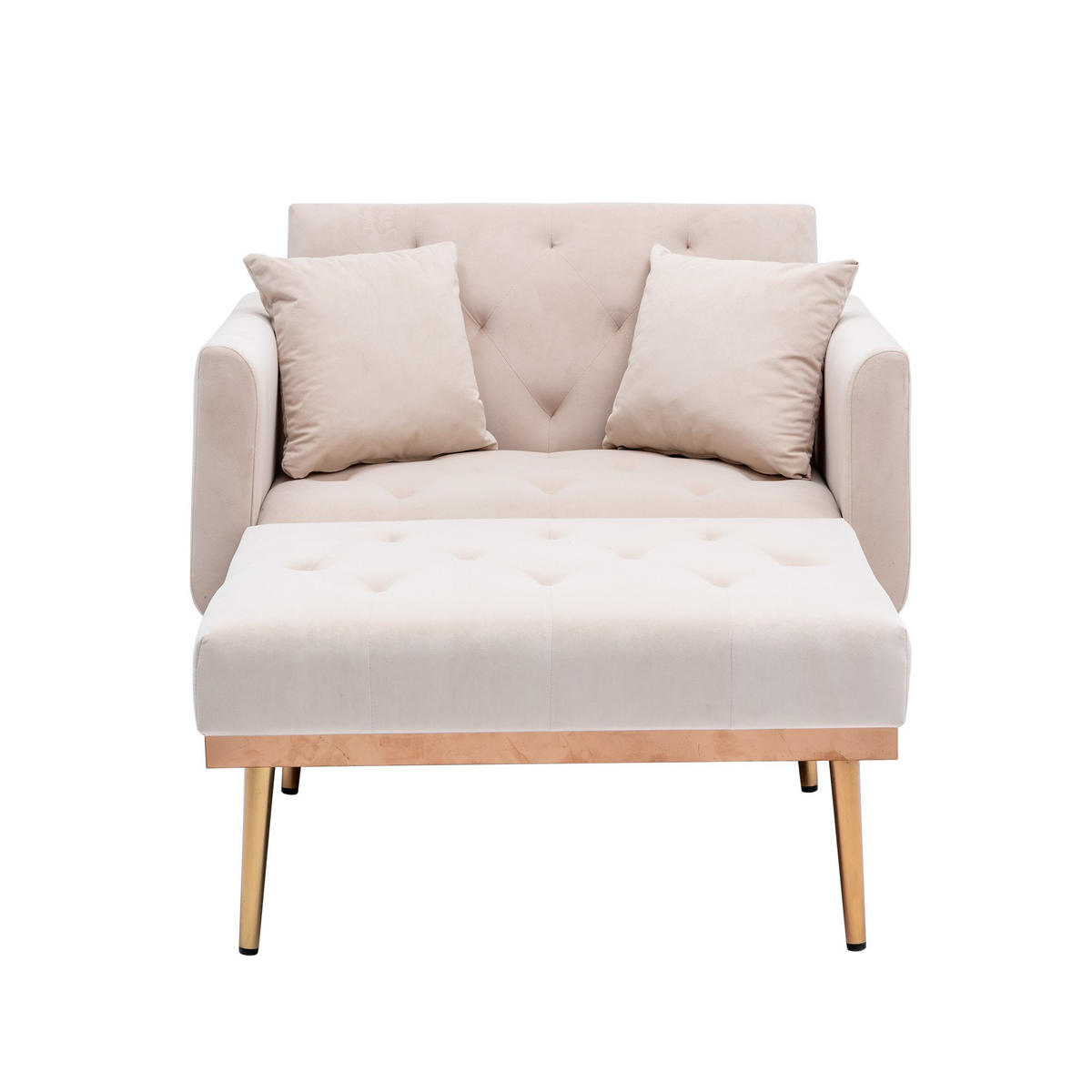 SCHLAFSOFA Zweisitzer,Relaxsessel mit Schlaffunktion,ausziehbar,Samt,Beige - Beige, Textil (90/77/165cm) - LVHOM