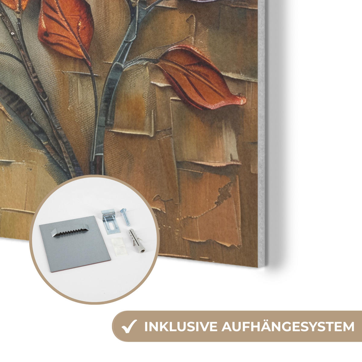 AKUSTIKPANEEL Baum - Abstrakt - Natur - Kunst 90x90 cm - Goldfarben, Textil (90/0.9/90cm) - MuchoWow