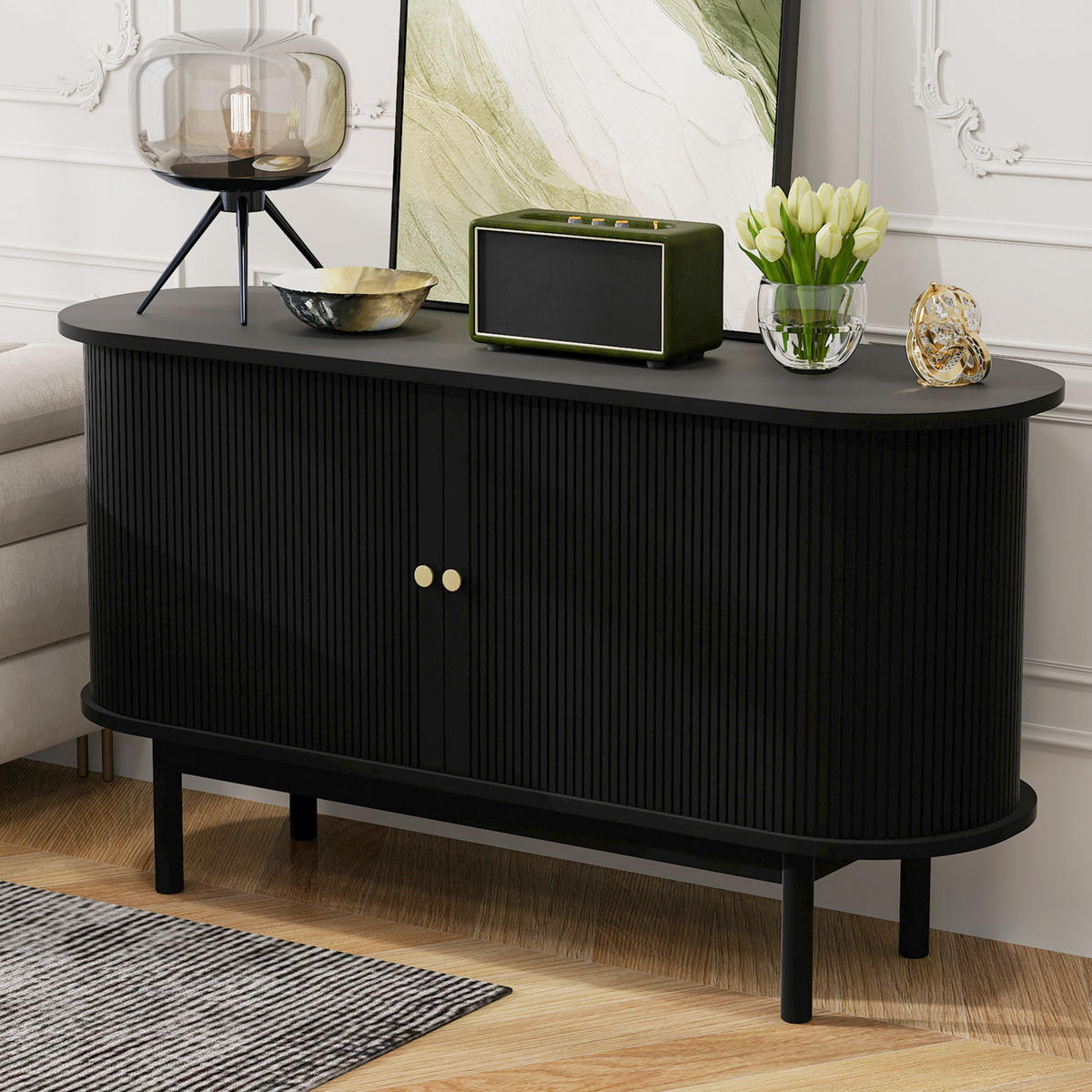 SIDEBOARD Schwarz 138/43/75 cm - Schwarz, Holzwerkstoff (43/75/138cm) - Urban Meuble
