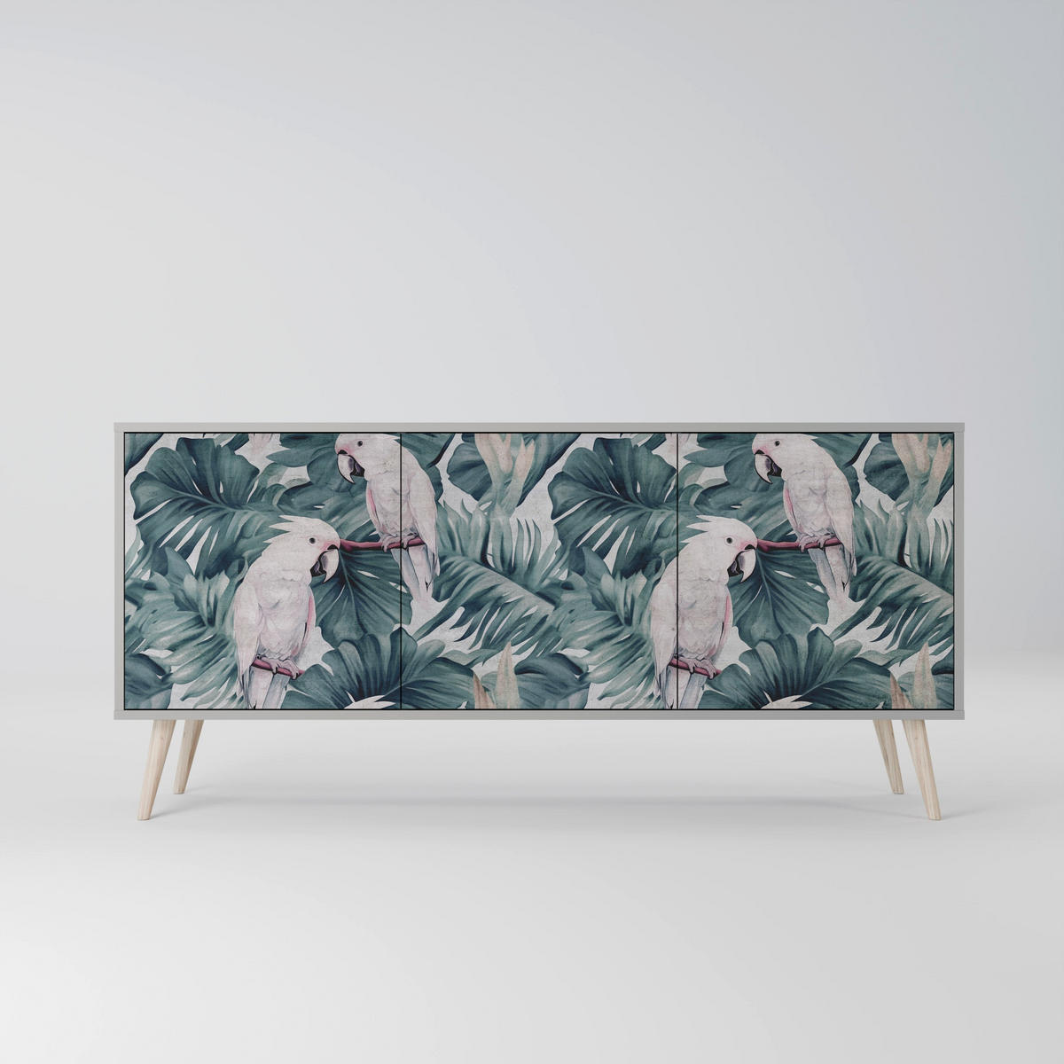 SIDEBOARD POPINJAY LOOK, Eicheneffekt, 164,5x42x77,5 cm, 3 Türen - Eichefarben/Buchefarben, Holzwerkstoff/Buchenholz (164.5/77.5/42cm) - SpaceRebels
