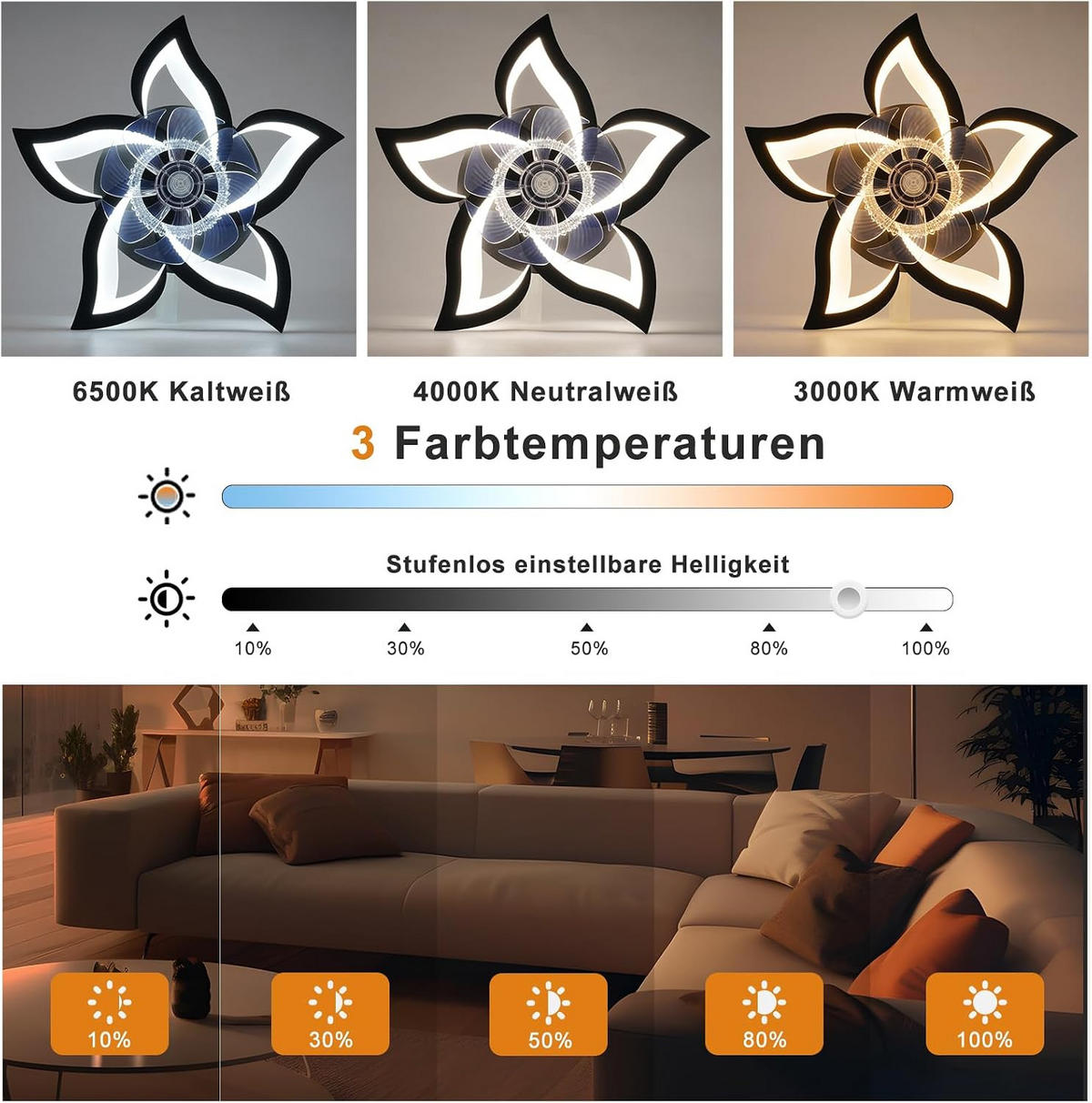 DECKENLEUCHTE mit Ventilator Frostal 62/62/14.5 cm - Schwarz, Metall (62/62/14.5cm) - ZMH