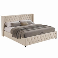POLSTERBETT mit Bettkasten 140x200 cm Samt Beige - Beige, Metall (140/200cm) - Meubliv