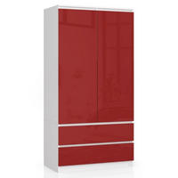 KLEIDERSCHRANK Weiß, Rotglanz 180x51x90 cm - Rot/Weiß, Holzwerkstoff (90/180/51cm) - Akord