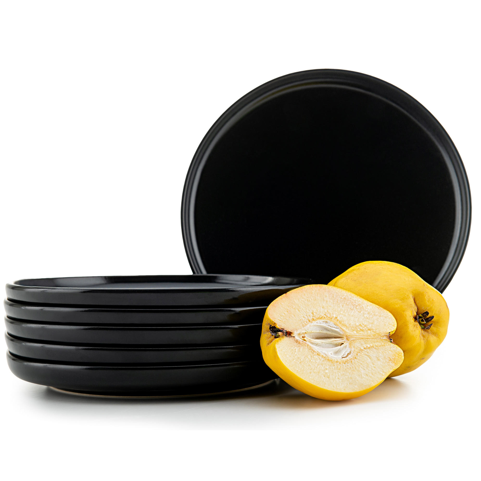 TELLER-SET VICTO 6-tlg Dessertteller, matt schwarz - Schwarz, Keramik (20/2/20cm) - KONSIMO®