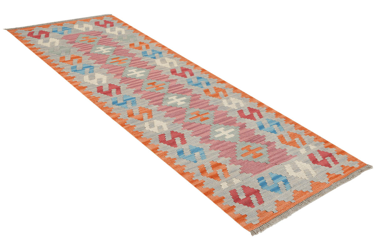 KELIM-LÄUFER handgewebt Gashgai Rosa 191/60 cm Schurwolle - Pink, Textil (60/191cm) - Looma