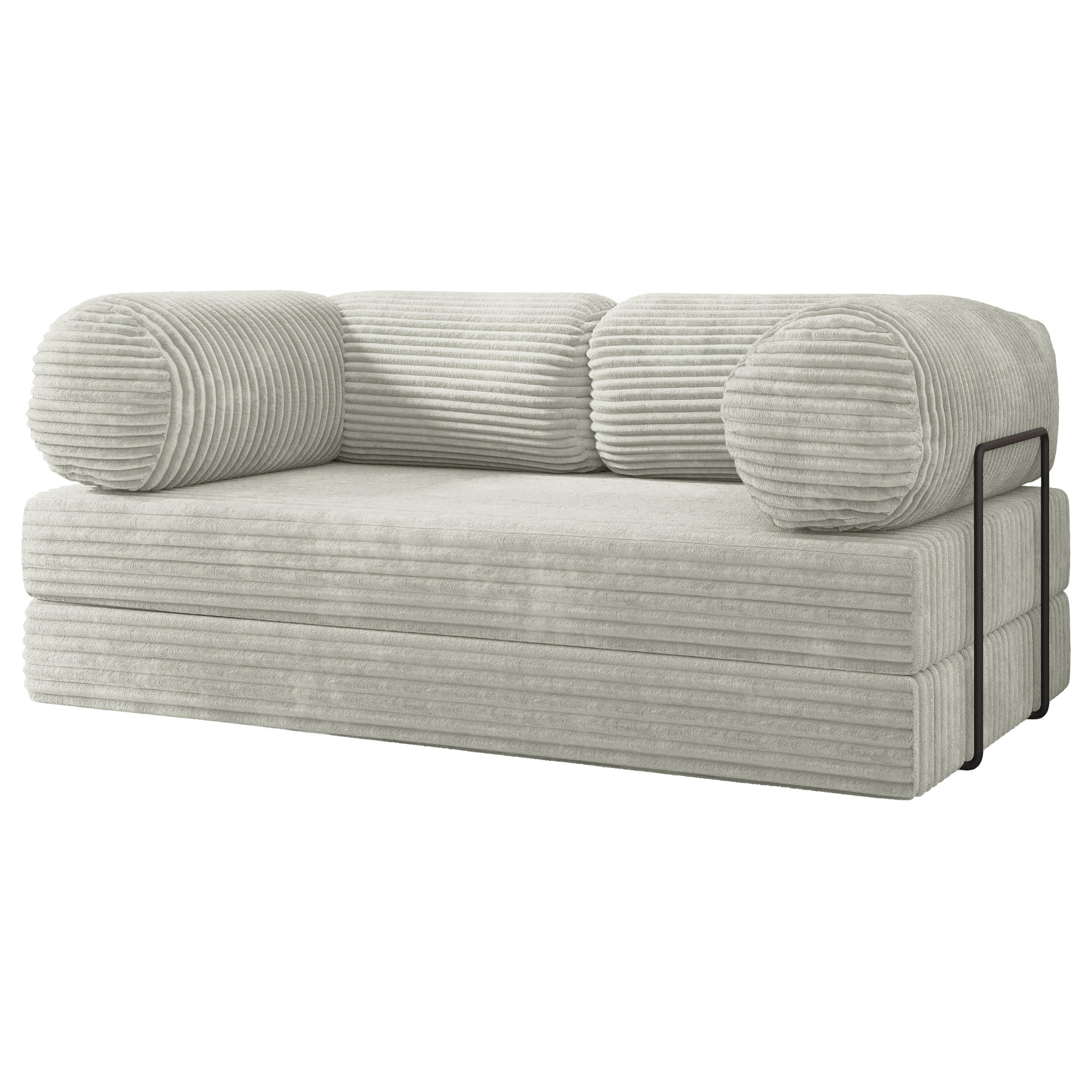BETTSOFA ALVIO aus Schaumstoff Cordstoff Hellgrau Schlaffunktion - Hellgrau, Textil (170/68/80cm) - MASSENO