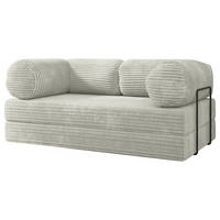 BETTSOFA ALVIO aus Schaumstoff Cordstoff Hellgrau Schlaffunktion - Hellgrau, Textil (170/68/80cm) - MASSENO
