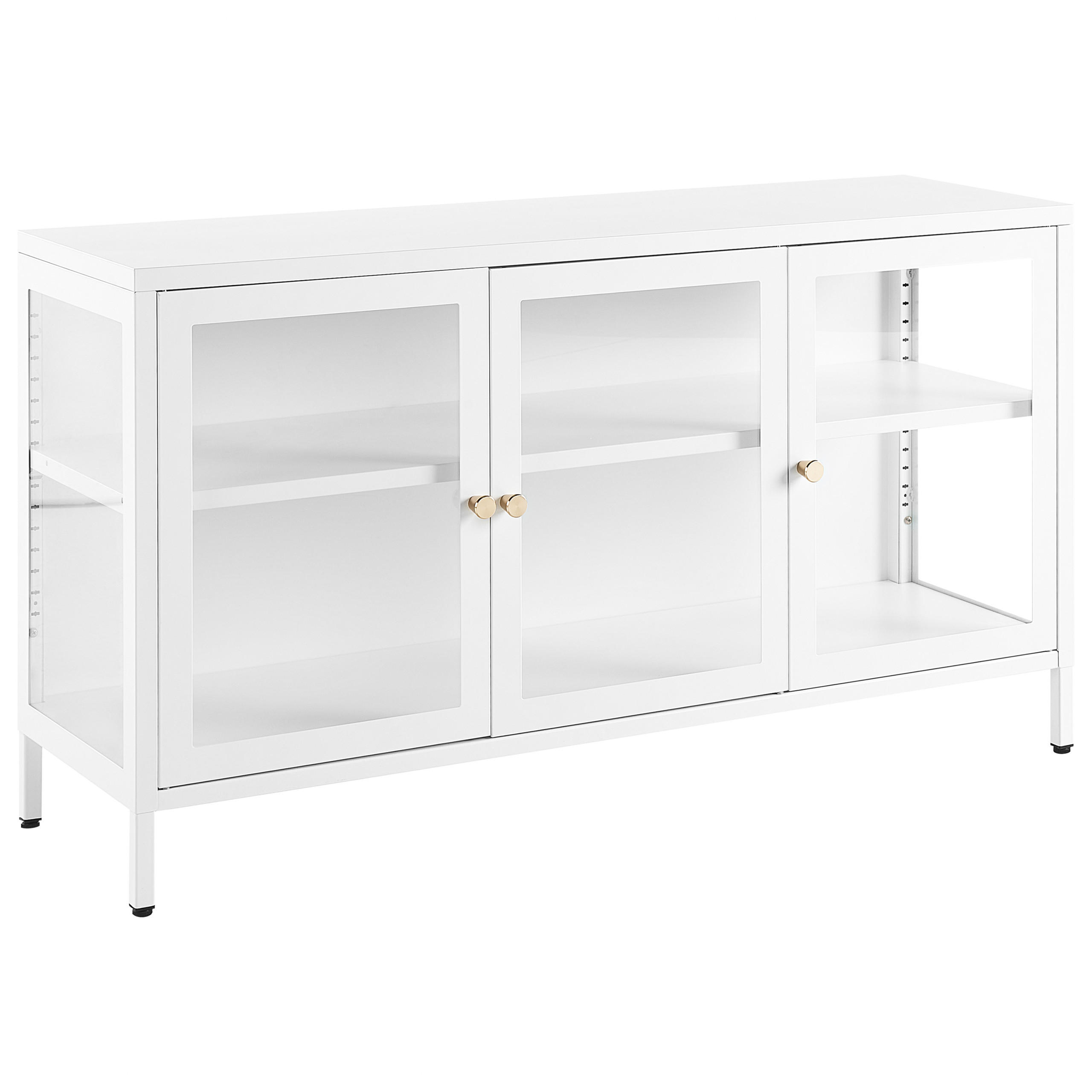 SIDEBOARD se skleněnými dveřmi Kov 115 cm Bílý Newport - bílá, kov (115/65/35cm) - Beliani