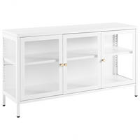 SIDEBOARD se skleněnými dveřmi Kov 115 cm Bílý Newport - bílá, kov (115/65/35cm) - Beliani