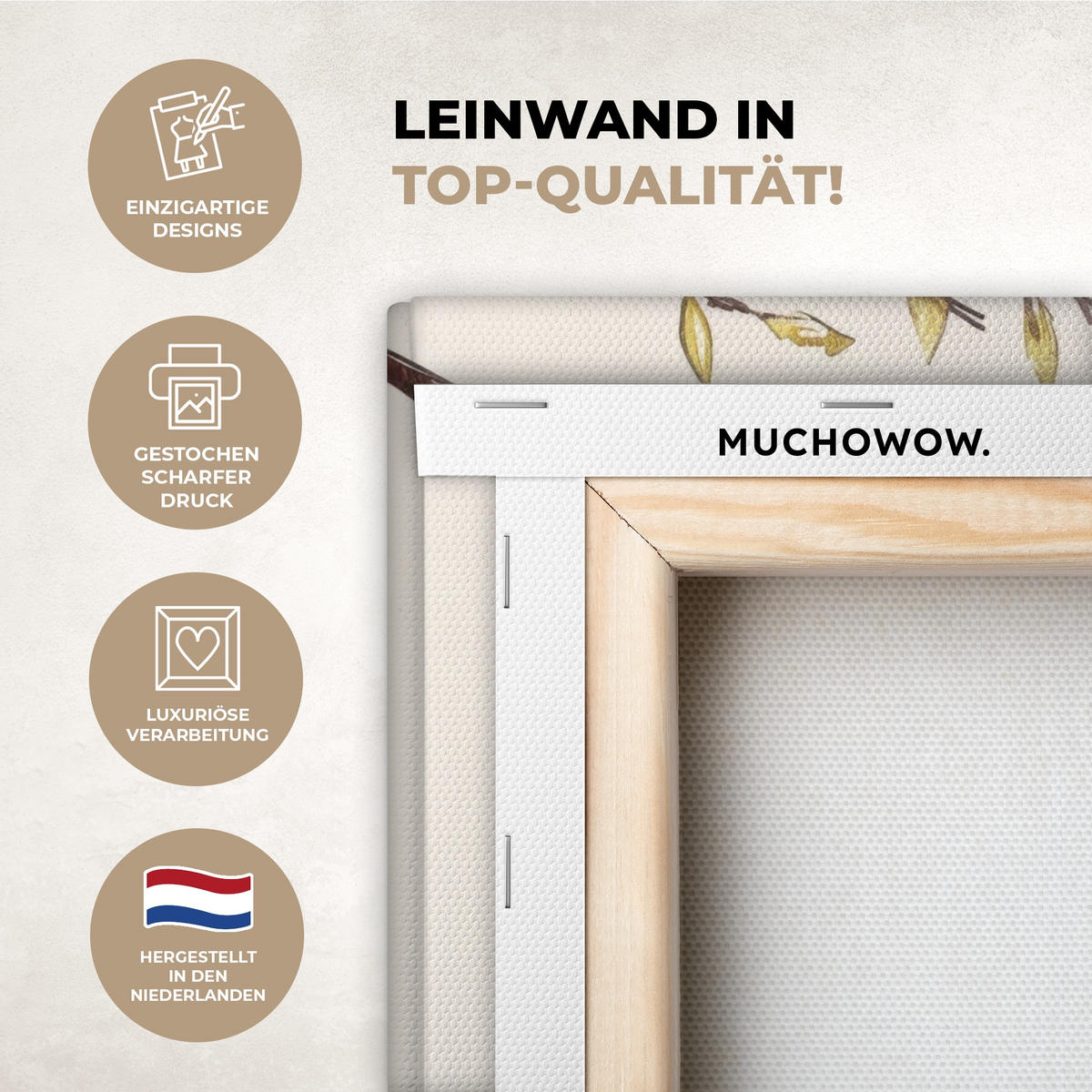 LEINWANDBILD Osterkuchen - Schleife - Eier Room Decor 30x40 cm - Creme, Textil (30/40cm) - MuchoWow