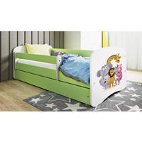 KINDERBETT Zoo 70x140 cm mit Schublade, Rausfallschutz & Lattenrost, Grün - Grün, Holzwerkstoff (70/140cm) - RAUMHIRSCH FURNITURE