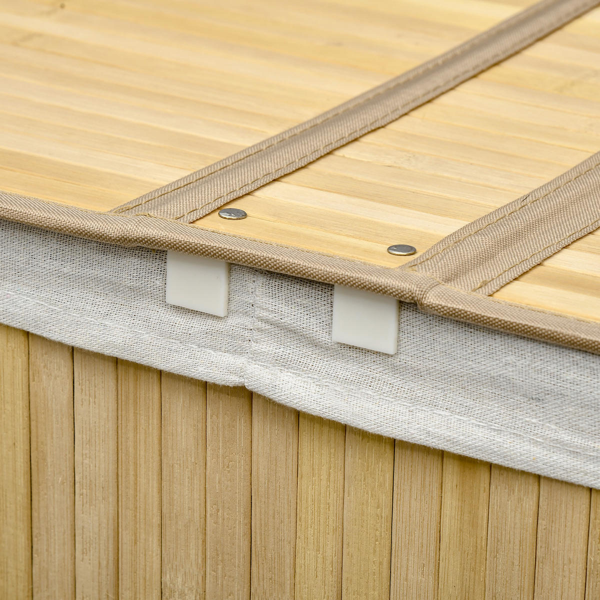 WÄSCHEKORB, Bambus, Polyester, Naturholz - Naturfarben, Naturmaterialien (37/60.5/62.5cm) - HOMCOM