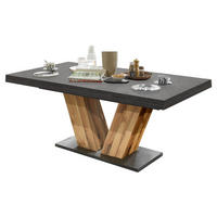 ESSTISCH ausziehbar Elena 160x90x76 Plankeneiche/Graphit - Hellgrau, Holzwerkstoff (160/90/76cm) - 58aufmkessel