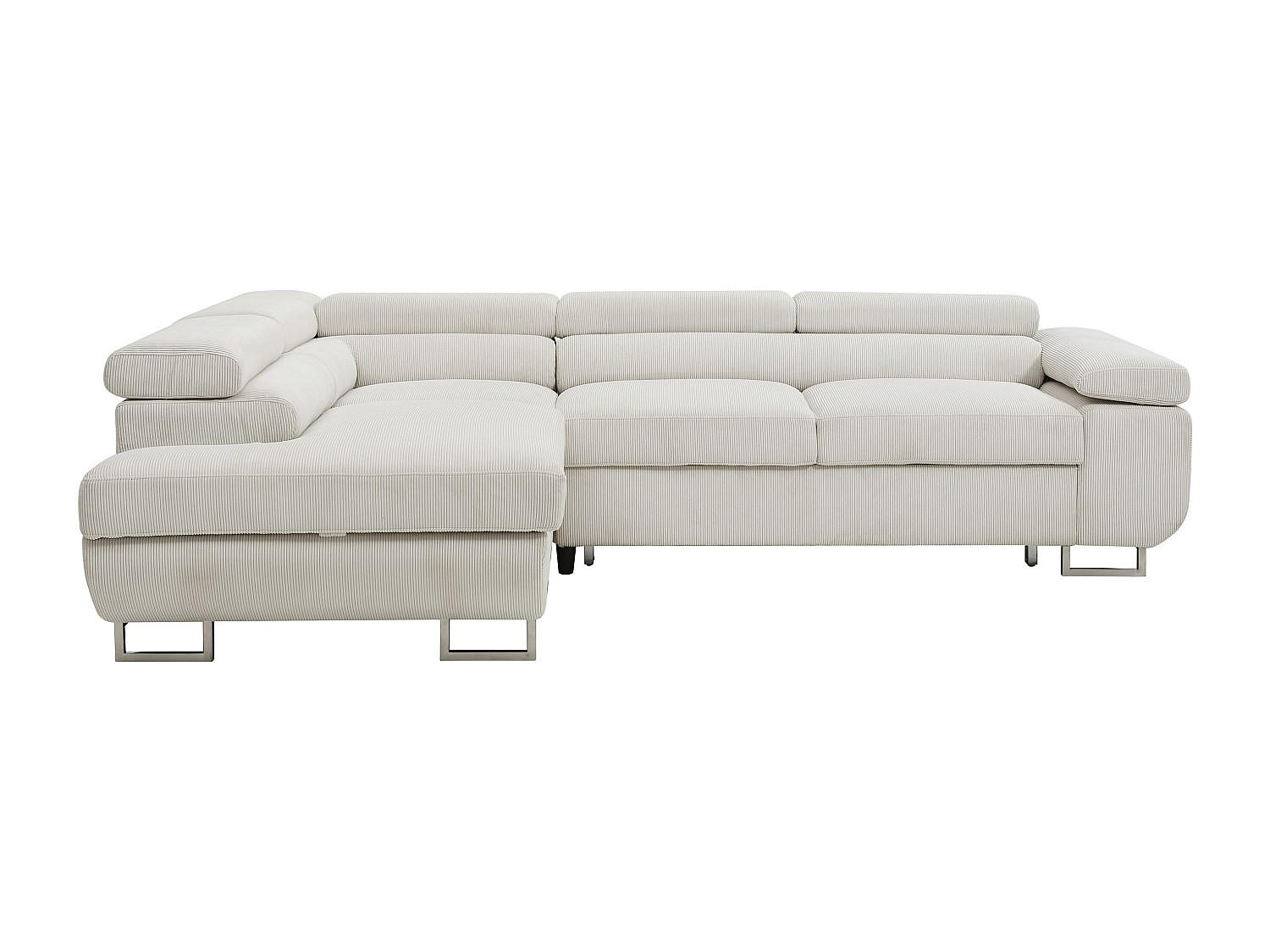SCHLAFSOFA - 5 Personen - samt - beige Nurazio - Beige, Textil/Metall (268/70/202cm) - Vente-Unique