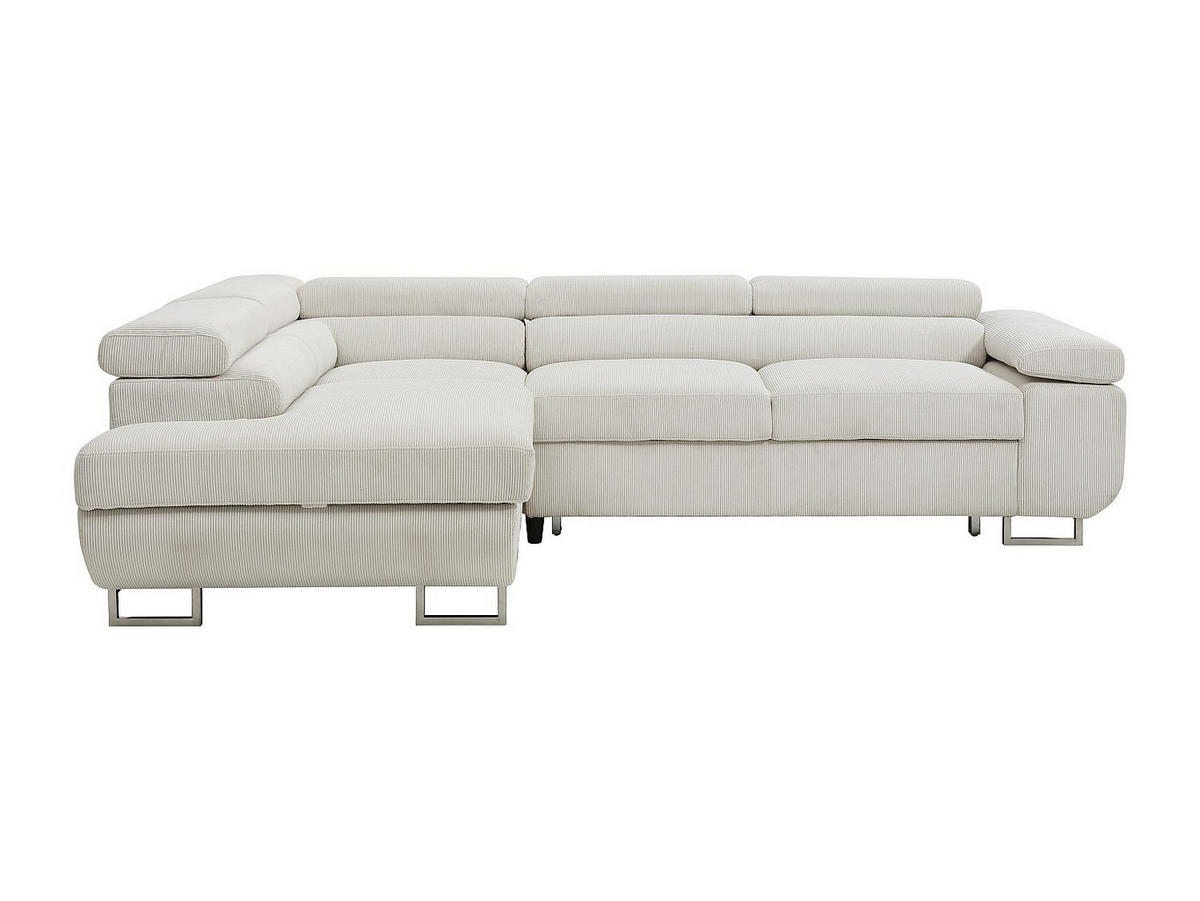 ECKSOFA mit Schlaffunktion - Ecke links - Cord - Beige - NURAZIO - Beige, Textil (268/202cm) - Vente-Unique