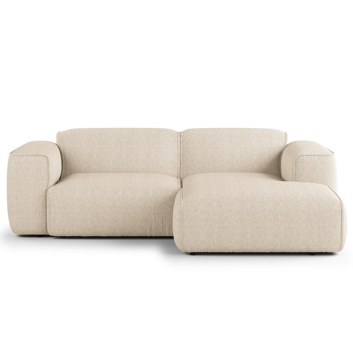 ECKSOFA mit XL-Longchair - Beige/Schwarz, Kunststoff/Textil (260/171cm) - home24