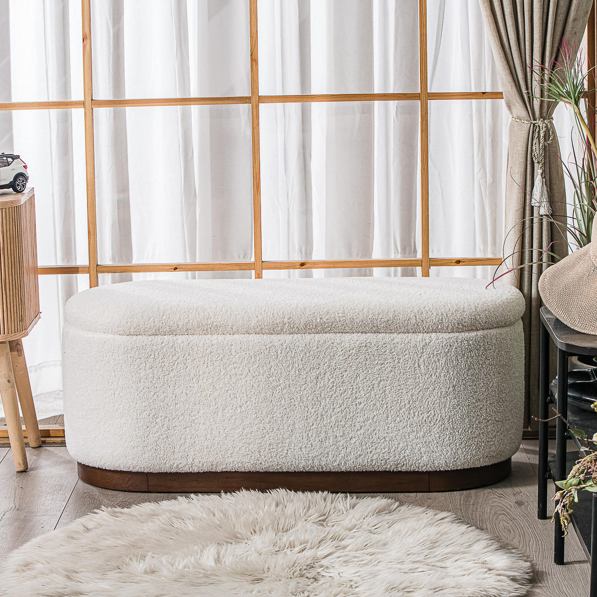 SITZBANK Wolle Weiß - Weiß, Textil (100/40/40cm) - Nordlys