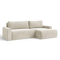 ECKSOFA MILO LARGE mit Schlaffunktion, Bettkasten und Cordbezug, Rechts - VIBE 03 - Creme, Holz (270/142cm) - Dekori_Interiors