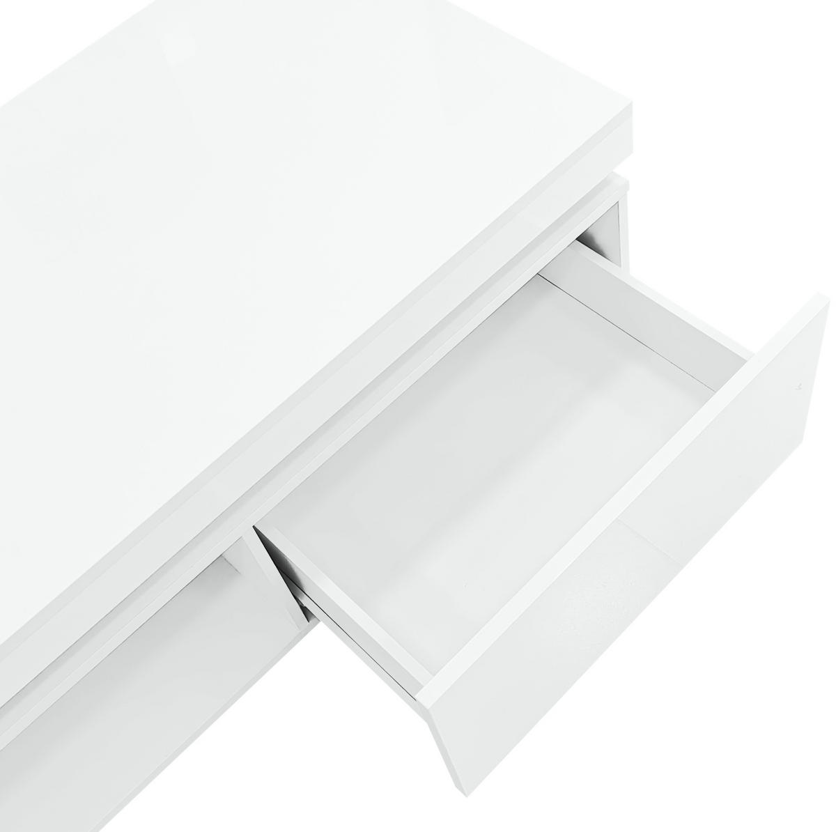 COUCHTISCH aus Spanplatte 100x50x40,3 cm Weiß mit LED-Beleuchtung und Schublade - Weiß, Holzwerkstoff (100/50/40.3cm) - IVMEU