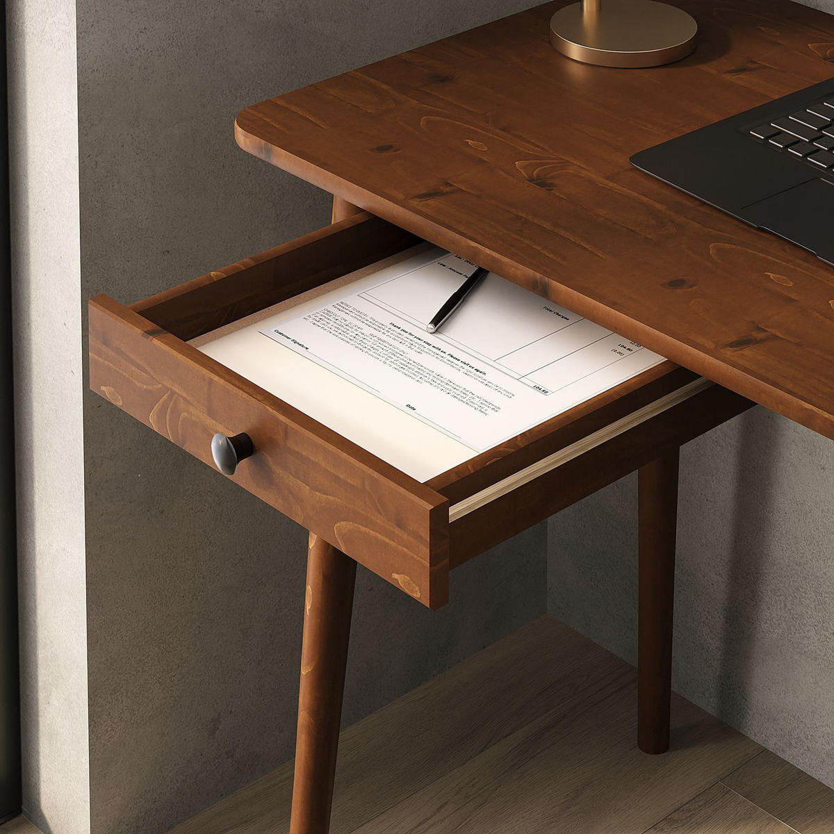 SCHREIBTISCH ANGOLO Kastanie - Kastanienfarben, Holzwerkstoff (35/35/85cm) - IDIMEX