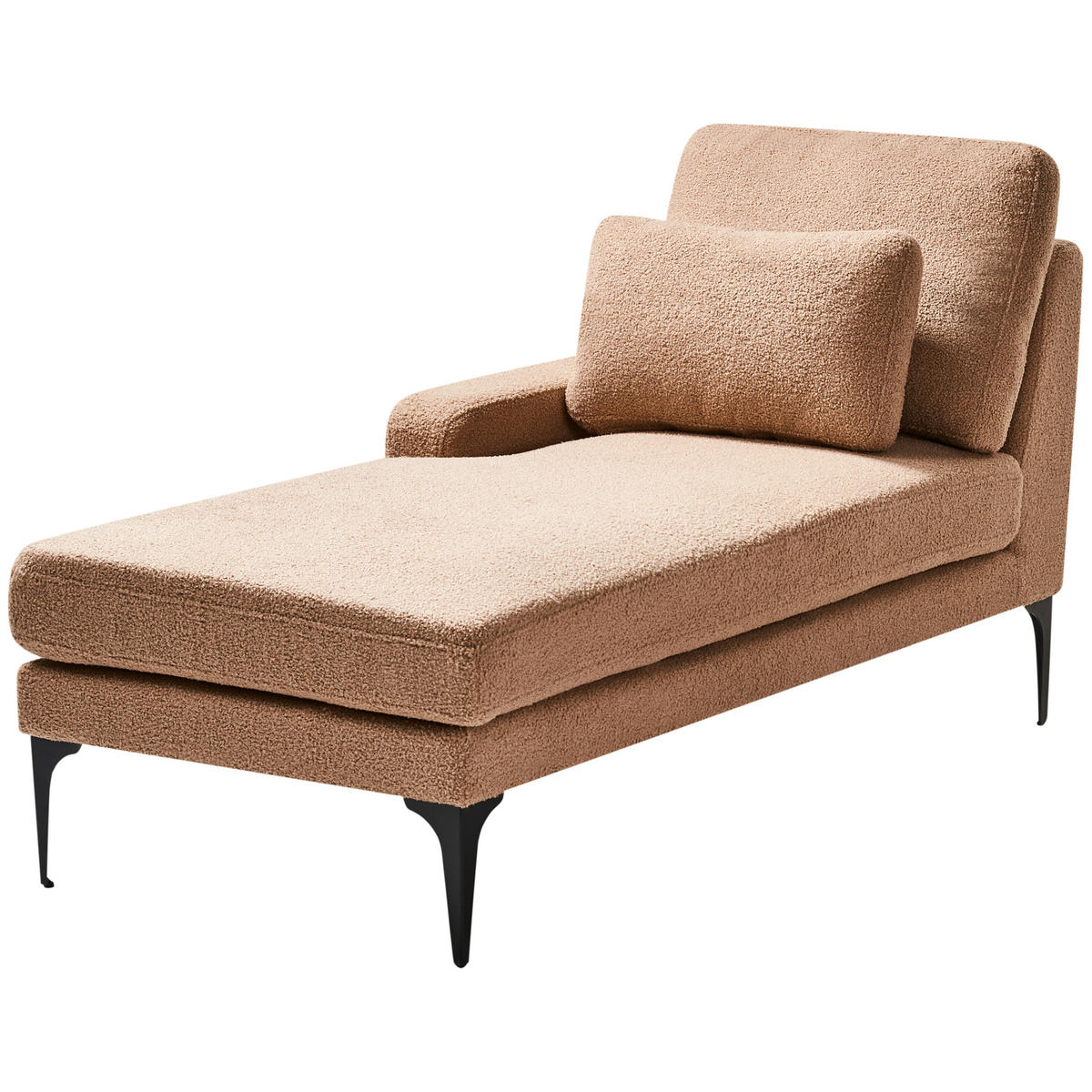ČALOUNĚNÉ LEHÁTKO CHAISE LONGUE PRAVOSTRANNÉ Bouclé Pískově béžové Ewron - černá/písková barva, textil (150/70/72cm) - Beliani
